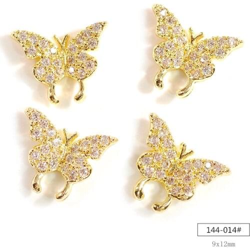 4Pcs Jewelry Accessories The Shape Of Butterfly Flower and Leaf Manicure Ornament Zircon Alloy 3D Nail Art Decorations For Woman
