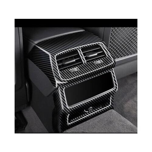 Car Styling Rear Air Outlet Frame Decoration Cover Trim For Audi A6 C8 2019 Carbon Fiber Color Storage Box Panel Decals