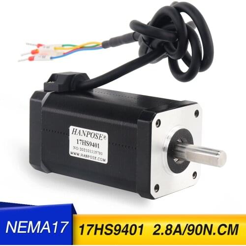 Free shipping 1pcs nema17 stepper motor 17HS9401 2.8A 90N.CM 80mm 8mm Shaft 4-wire 1.8degree for CNC milling machine