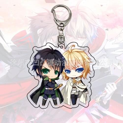 Anime Seraph of The End Keychain Cartoon Figure Mikaela Hyakuya Yuichiro Hyakuya Double Sided Acrylic Jewelry Gift