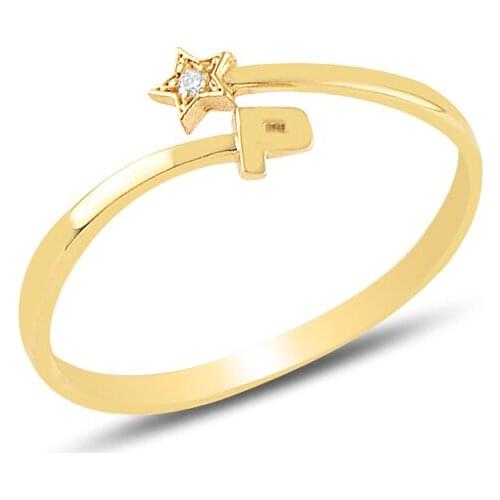 Diamond Star P Letter Ring