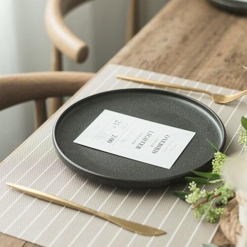 Black Ceramic Plate Western Steak Plate Dinnerware Black Matte Scratch-resistant Pendulum Restaurant Fruit Plate Tableware