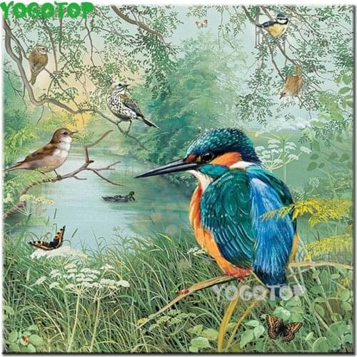 DIY 5D rhinestone mosaic Resin Full diamond Painting kingfisher Cross Stitch Kits Decoration Diamonds Embroidery bird YY4787