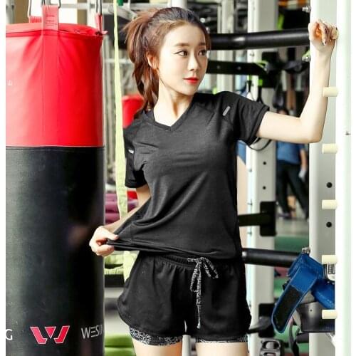 Fitness Shirts+Shorts Workout Clothing Womens Gym Sports Running Slim Tops Women Training Yoga Sets Sport Suit For Female 4XL