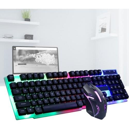 2Pcs/Set GTX300 Keyboard Mouse Wired Colored Backlight Plastic Gaming Keyboard Set for Computer