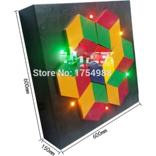 Room escape game Colour mixing prop Move the wooden box make the colour at the correct postion as the password open lock escape