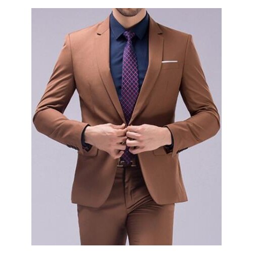 Custom Made Brown Slim Fit Wedding Mens Suit Prom Suits 2Pieces(Jacket+Pant) Groom Tuxedos Men Suit Costume Men Suit