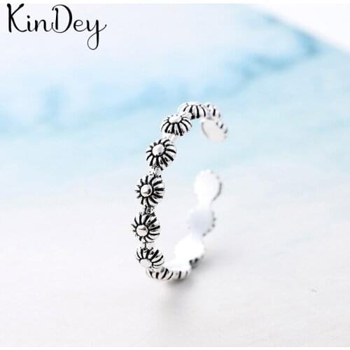 Kindey New Trendy Silver Color Flowers Rings For Women Wedding Men Jewelry Finger Rings Wholesale