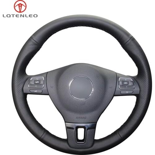 LQTENLEO Black PU Artificial Leather Car Steering Wheel Cover For Volkswagen VW Gol Tiguan Passat B7 Passat CC Touran Jetta MK6