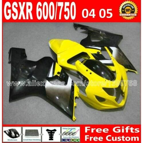 Brand new for 2004 2005 yellow black gray SUZUKI GSXR 600 750 fairing K4 RIZLA version gsxr600 GIN 04 05 GSX R750 7 gifts 893