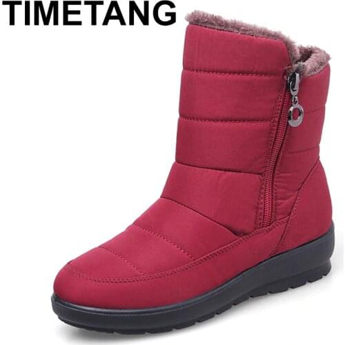 TIMETANG 2021 The new non-slip waterproof winter boots plus cotton velvet women shoes warm light big size 41 42 snow bootsE1872