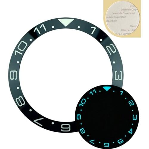 New Arrival 38mm Green/Blue Luminous 12Hours Dual-Time Black Ceramic Bezel Insert Mod For SKX007/009/011 Super-LumiNova C3 Lume