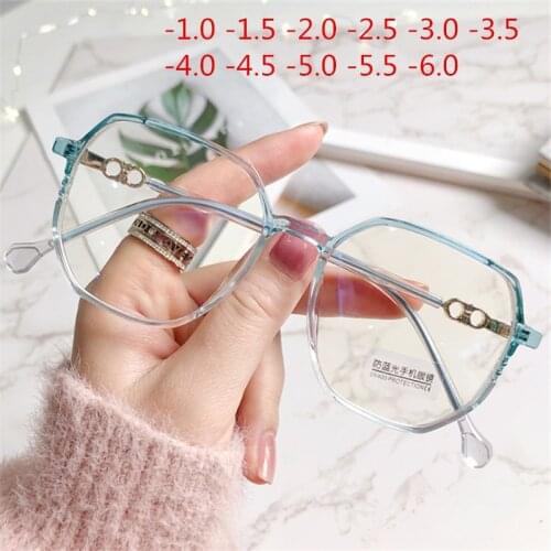 -1.0 1.5 2.0 2.5 3.0 3.5 to -6 Finished Myopia Glasses Women Men Vintage Anti Blue Light Eyeglasses Student Shortsight Eyewear