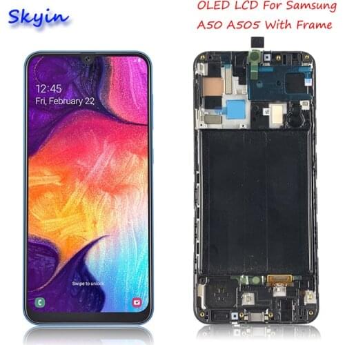 OLED Display For SAMSUNG GALAXY A50 LCD Display A505/DS A505F A505 Screen Touch Digitizer Assembly Frame LCD With Fingerprint