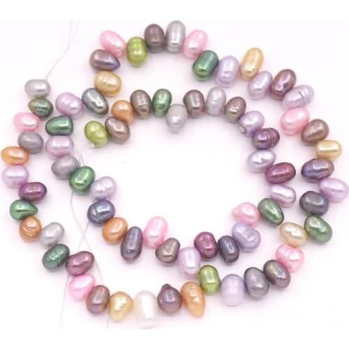 Oval Multi-Color Ringed Pearl Loose Beads 15" Jewelry Making 4mm-5mm X 7-8mm