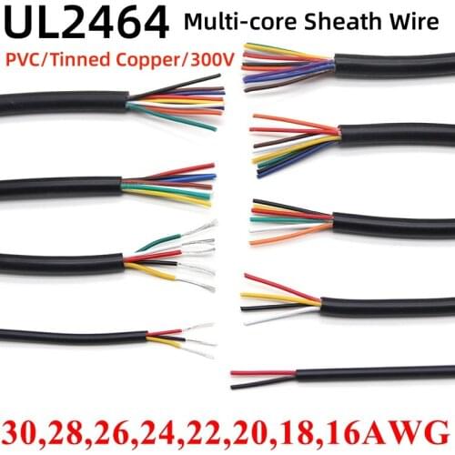 1M 26AWG UL2464 Sheathed Wire Cable Channel Audio Line 2 3 4 5 6 7 8 9 10 Cores Insulated Soft Copper Cable Signal Control Wire