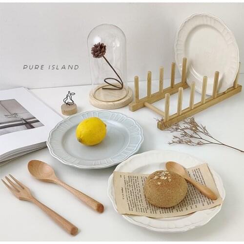 Ins Petal Cream Embossed Pasta Dessert Fruit Blow Retro Home Dish Simple Cutlery Flower-Shaped Antique Breakfast Cute Plate