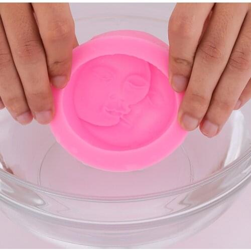 Sun And Moon Face Silicone Mold Craft DIY Fondant Chocolate Soap Mold Handmade Polymer Clay, Wax, Crayon, Cake Decoration Tools