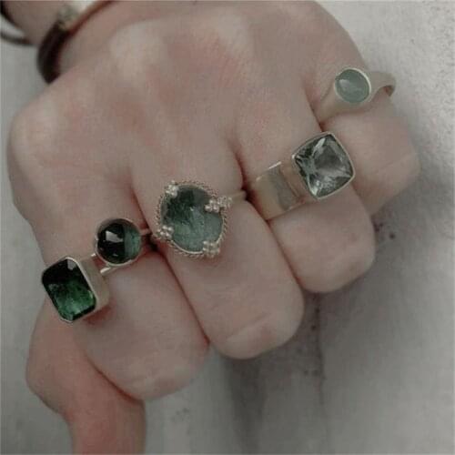 Rhinestone Rings Set New Design Transparent Colorful Beads Rhinestone Rings Transparent Resin Rings for Women Jewelry Gifts