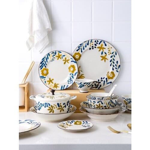 Japanese Ceramic Tableware Household Dining Bowl Noodle Soup Creative Dish Fish Plate Western Steak