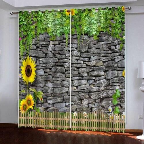 3d curtain Photo Custom Classic stone wall decor 3d Curtains for Living Room bedroom kitchen window curtain