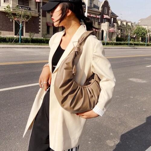 Fashion Pu Shoulder Bags For Women Soft Leather Handbags Retro Solid Color Underarm Bags Elegant Ladies Handbag Shoulder Bag