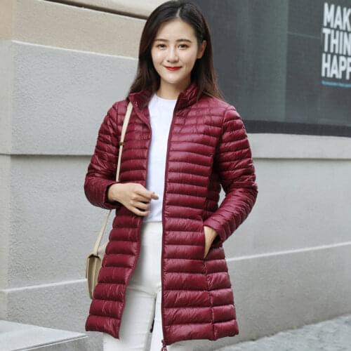 Winter down jacket ultralight ladies warm jacket coat ultralight 90% white duck down size 4XL