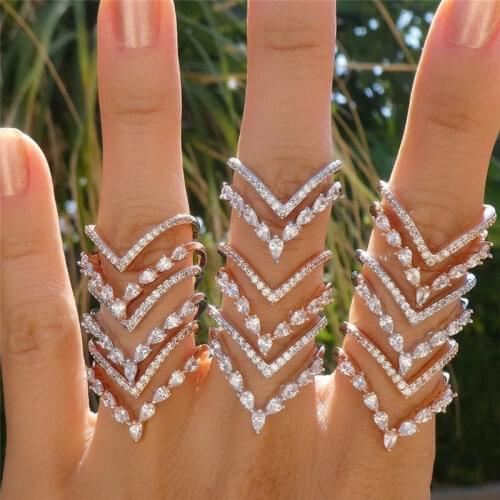 Shinning Rhinestone Double Layer Rings for Women 2019 New Trendy Jewelry Wholesale Adjustable Gold Color Ring CRL130