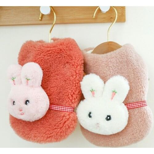 Winter Dog Clothes Thick Plush Backpack Rabbit Shape Design Coat Cotton Soft Pullover Dog Vest Costume Cat Sweater Pets Clothing