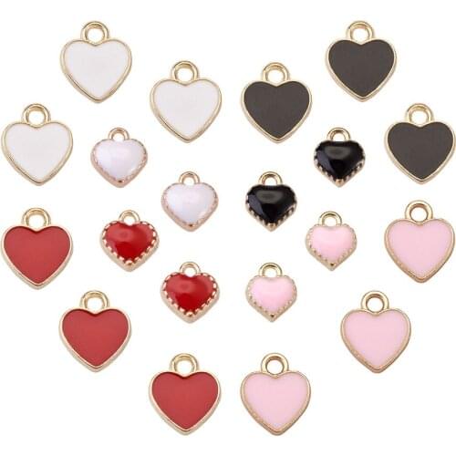 200Pcs Alloy Enamel Charms Mini Sweet Heart Charms Pendants DIY Necklaces Bracelets Earrings Jewelry Making Finding Accessories