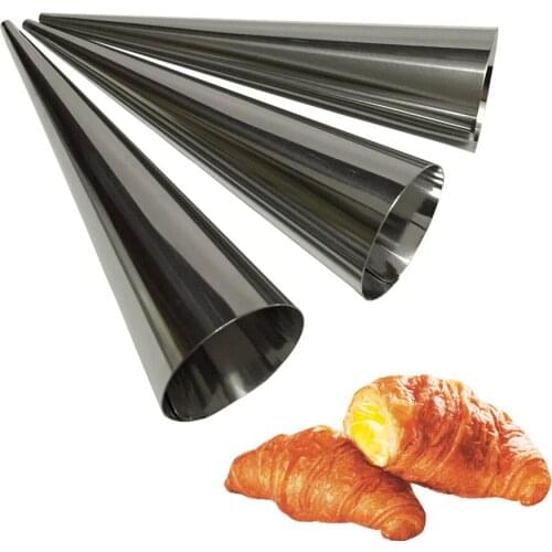 3pcs Stainless Steel Spiral Baked Croissants DIY Horn Baking Cake Mold for Cream Horns Chocolate Cones Cylindrical Danish Tools