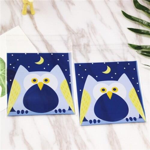 30pcs cute owl self-adhesive bag Christmas wedding gift candy biscuit baking bag decoration party gift