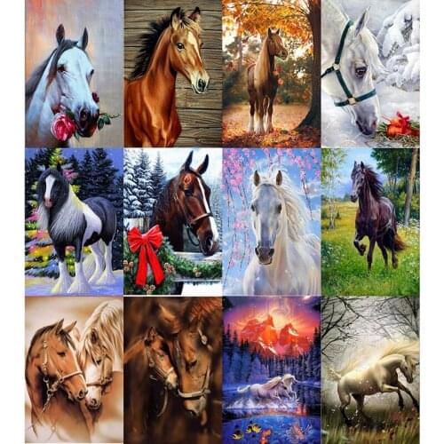 5d Diy Diamond Painting Cross Stitch The Running Horses Diamond Embroidery Crystal Animal Diamond Mosaic Pictures Needlework