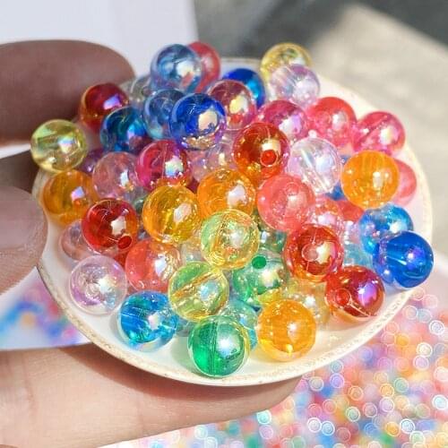 6mm 8mm 10mm Round Acrylic Plastic Beads AB Aurora Plated DIY