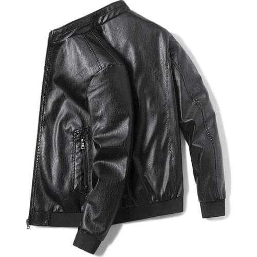8XL New leather jacket men Autumn baseball jacket pu coat Leisure mens bomber pilot jacket stand collar biker jacket clothing