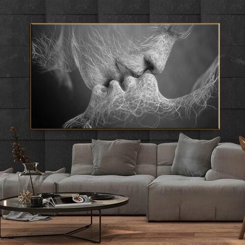 Abstract art painting Love kiss HD printed on canvas, wall art prints and posters for living room home decoration painting