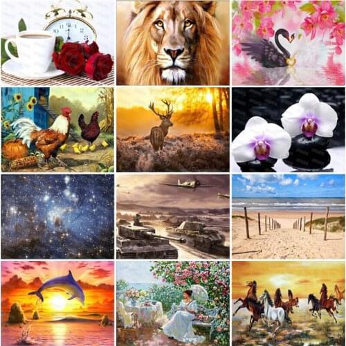 Diy Diamond Painting Beautiful and Mysterious Starry Sky Black Swan White Swan Whale In The Sea Poster Hanging Painting