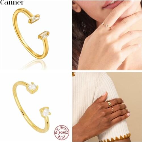 Canner 100% 925 Sterling Silver Finger Rings For Women Open Adjustable Rose Charm Rings Wedding Jewelry Bague Femme Anillo W5