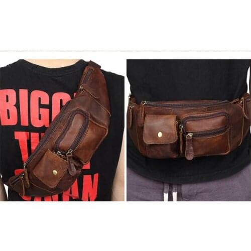 Free Shipping,Genuine leather waistbag,quality vintage chest pack,Men multifunctional cowhide bag.sales,biker waist packs