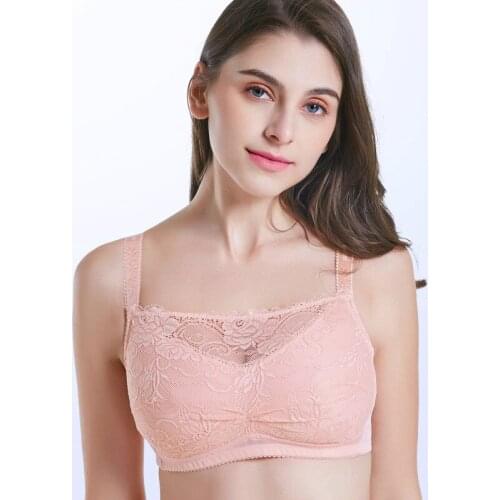 No Steel Ring False Breast Bra Women After Breast Cancer Surgery Artificial Boobs Prosthesis Surgical Resection Lace Bras H4616