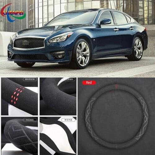 Non-Slip Breathable Car Suede Steering Wheel Cover For Infiniti Series Q50 Q60 Q70 QX50 Q30 G M QX80 Car Interior Accessories