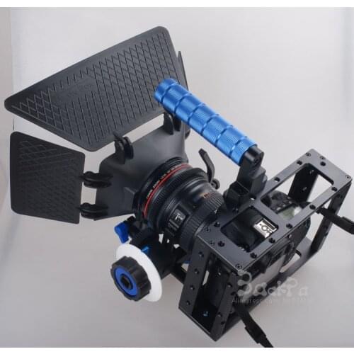 DSLR Rig Camera Cage set + 15mm Aluminum Rod Block Plate + Follow Focus + Matte Box for 5D Mark II III 6D 7D 60D 70D 5DII 5DIII