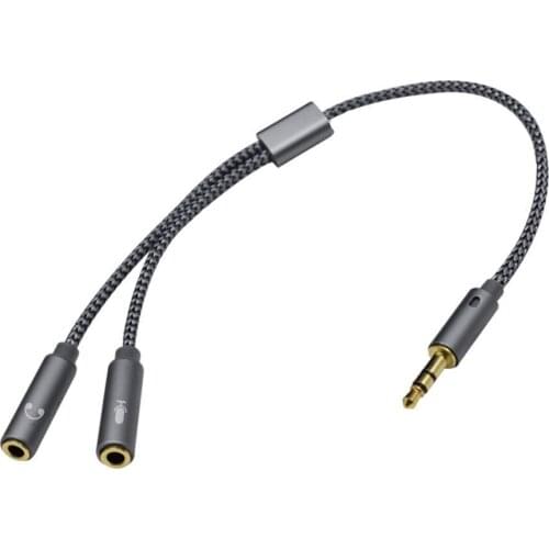 3.5mm Audio Splitter Cable for Computer Laptop Jack AUX Cable Headset Splitter Adapter 3.5mm 1 Male to 2 Female Mic Y Splitter