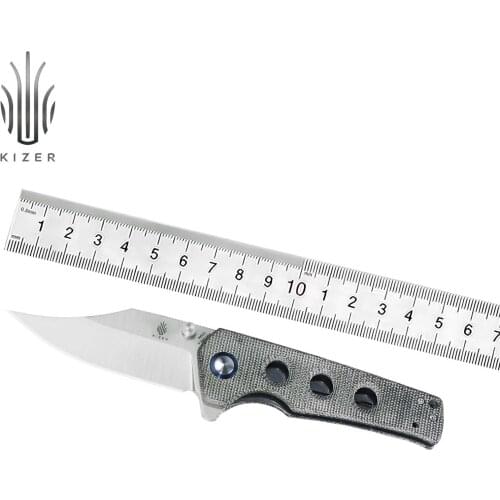 Kizer Bushcraft Knife Junges V3551N4 2021 New Micarta Handle Pocket Knives with Flipper Opening 3.06 Inch Blade Knife