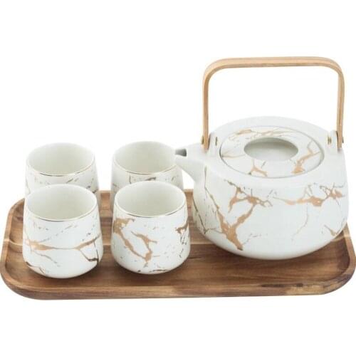 15pcs/set Delicate Bone china Coffee Cup Set European Vintage Tea Cup Tea Kettle Saucer Set