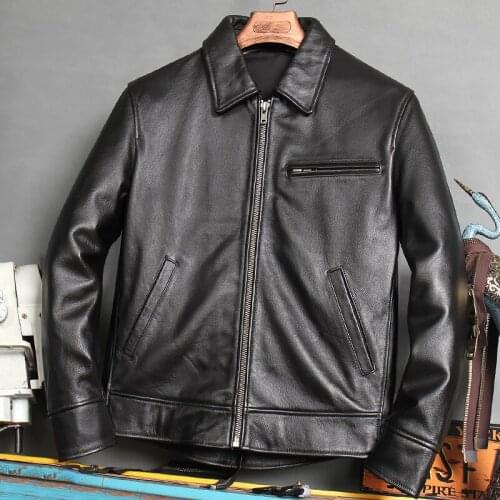 2021 Black Casual Style Genuine Leather Jacket Men Plus Size 4XL Real Natural Cowhide Slim Fit Autumn Coat HOT SALE