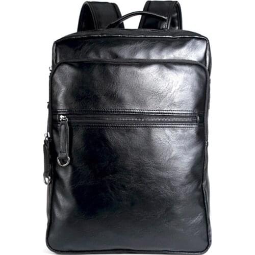 Men Casual Daypacks Mochila Male 2021 Brand Waterproof 15.6 Inch Laptop Backpack Men Pu Leather Backpacks for Teenager