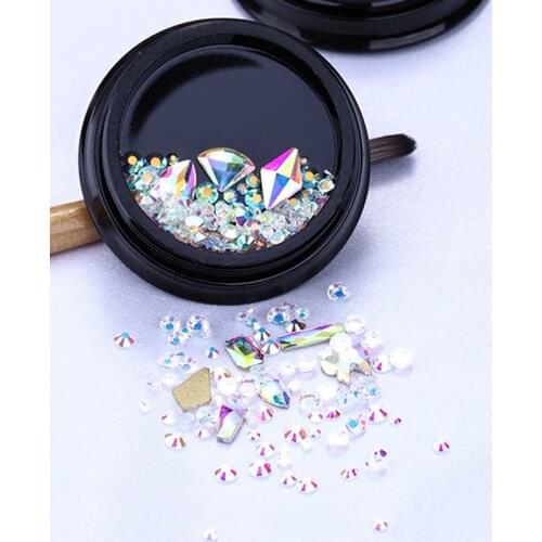 Mixed shape flat stone rhinestones sticker nail art parts glitter crystal Nail Jewellery Gem decoration Boxed nail crystal