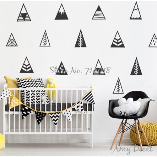 Nordic Style Mountain Wall Decals Vinyl Sticker for Kids Room Nursery Decor Geometric Triangle Decals Tribal Wall Stickers A806