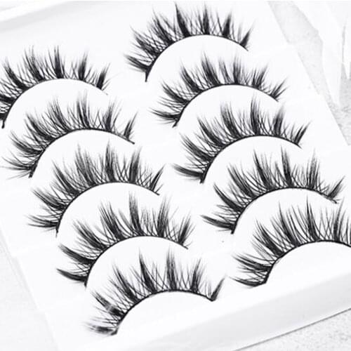NEW 5 pairs 100% Real Fake Mink Eyelashes 3D Natural False Eyelashes 3d Mink Lashes Soft Eyelash Extension Makeup Kit Cilios
